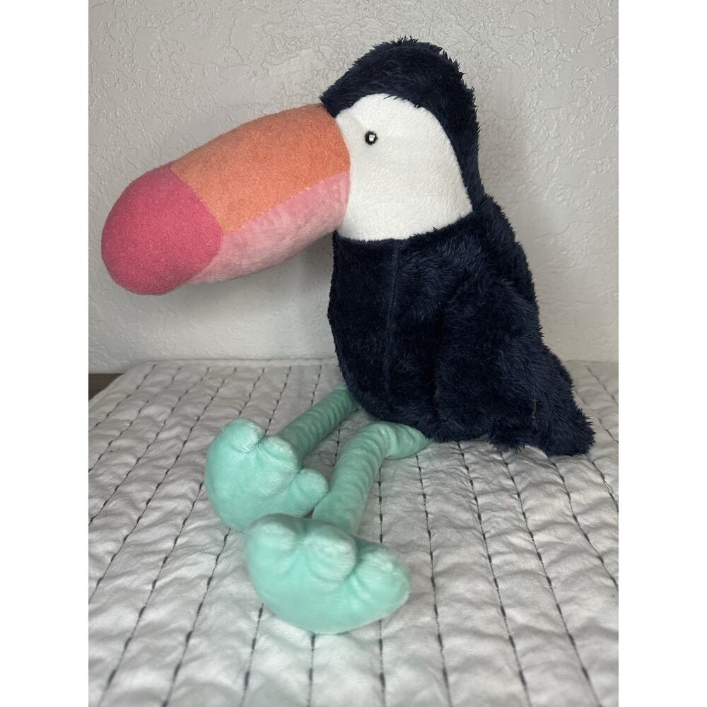 Hobby Lobby Blue Toucan Aqua Pink Plush Stuffed Animal Toy Bird Long Legs